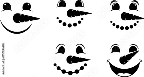 snowman face vector design with black silhouette and white background
