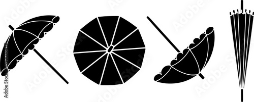 Set of cocktail umbrella vector icon in silhouette design. summer design concepts.
