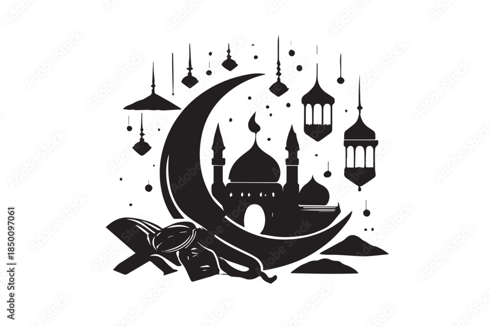 Obraz premium mosque illustration for ramadhan