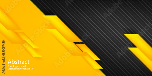 Abstract yellow orange and black contrast background. Tech futuristic corporate design. Suit for banner, web, poster, pamflet, brochure and presentation