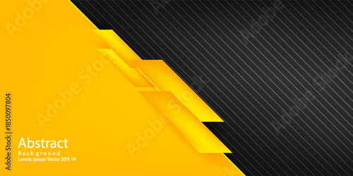 Abstract yellow orange and black contrast background. Tech futuristic corporate design. Modern trendy design in Vector Illustration