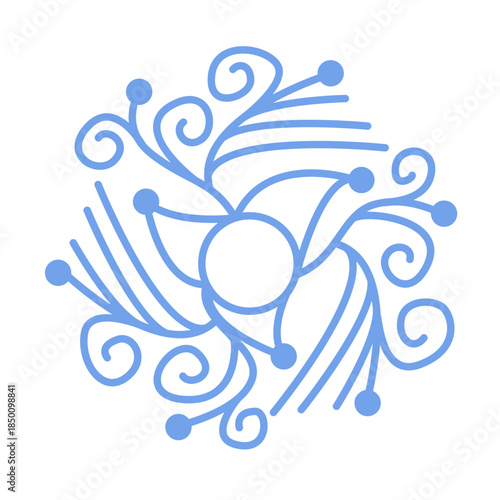 Christmas holiday ornaments. Snowflake crystals. Festive blue cold stars. Vector illustration