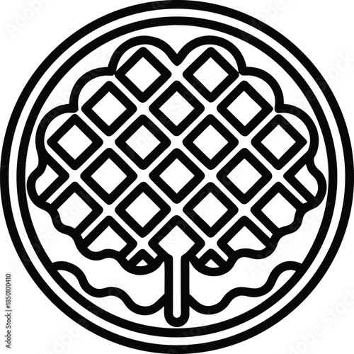 Outline icon of a waffle on white.
