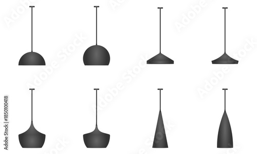 hanging ceiling lamp set vector illustration isolated on white background.