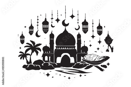 Hand drawn ramadan kareem illustration