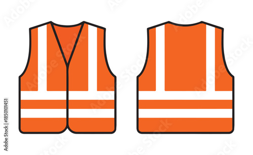 vector illustration of safety vests,front and back view. transparent and png  vector illustration