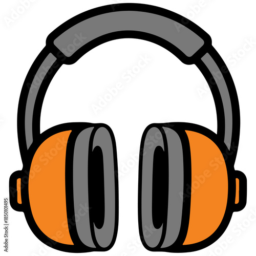 Hearing Protection Earmuffs Flat Vector Icon for Industrial Safety.