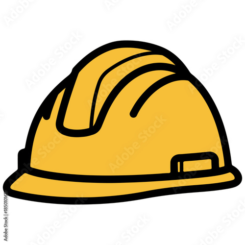 Protective Safety Helmet Minimalist Illustration for Building Site Protection, construction site posters, and workplace protection manuals.