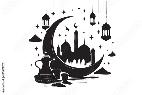 Hand drawn ramadan kareem illustration