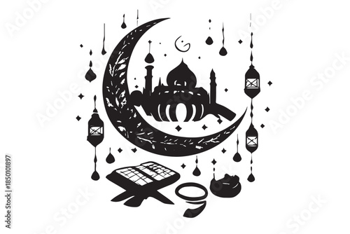 Hand drawn ramadan kareem illustration