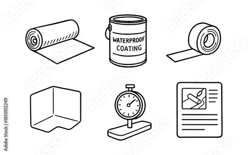 Waterproof coating and waterproofing materials in linear style