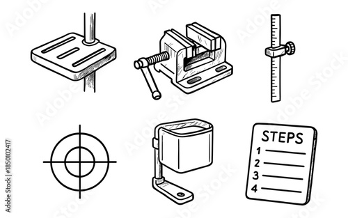 Hand drawn tool illustrations set for workshop and diy projects