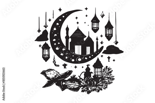 Hand drawn ramadan kareem illustration