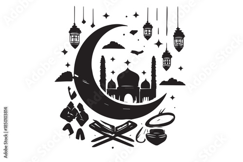 Hand drawn ramadan kareem illustration