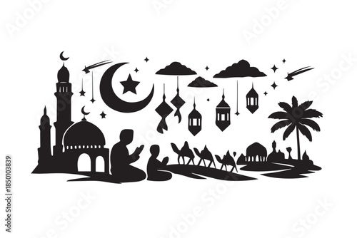 Hand drawn ramadan kareem illustration