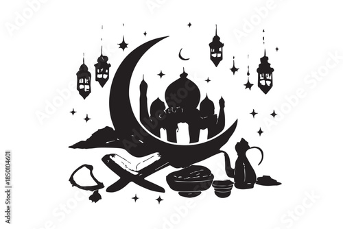 Hand drawn ramadan kareem illustration