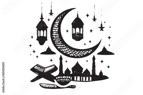 Hand drawn ramadan kareem illustration