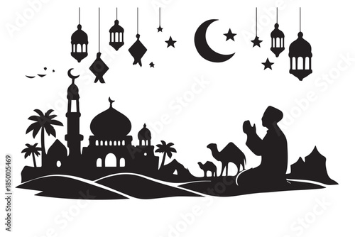 Hand drawn ramadan kareem illustration