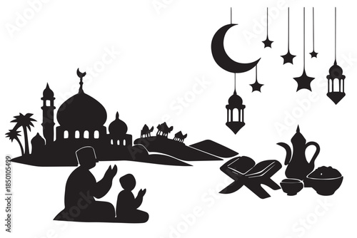 Hand drawn ramadan kareem illustration