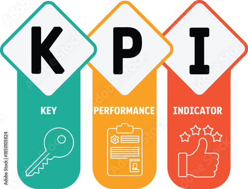 KPI key performance indicator business concept with colorful icons