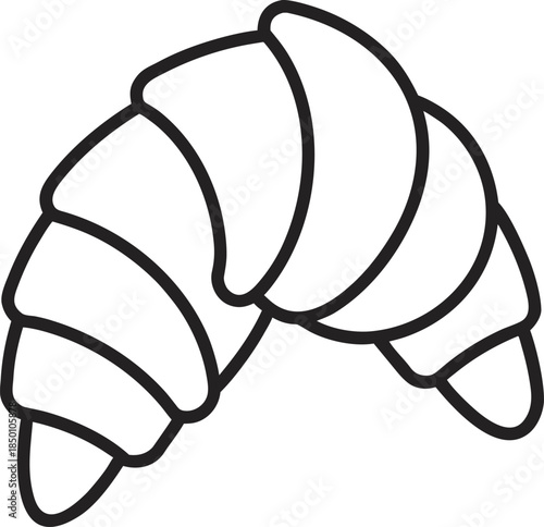 Outline icon of croissant on white.