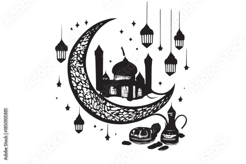 Hand drawn ramadan kareem illustration