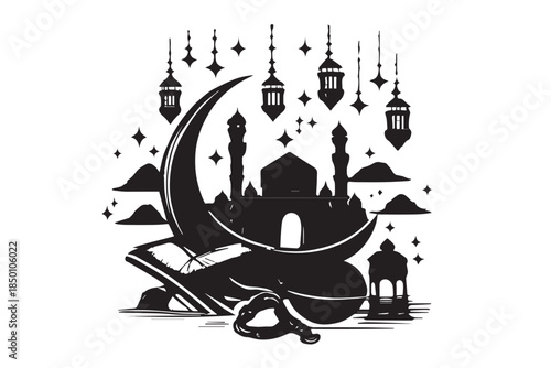 Hand drawn ramadan kareem illustration