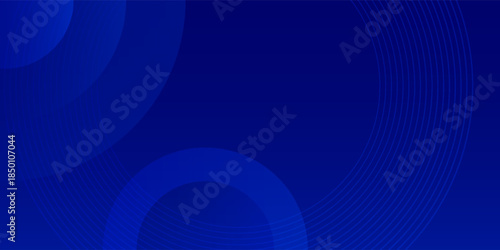 Dark blue gradient bstract background. Vanishing blue lines circles.