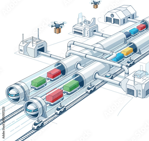 Futuristic Underground Cargo Delivery Tunnel
