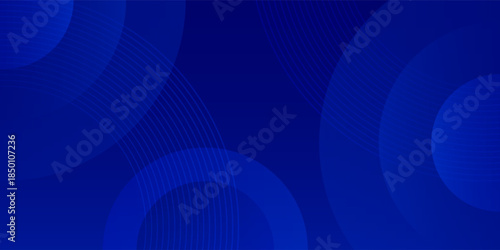 Dark blue gradient bstract background. Vanishing blue lines circles. Vector art modern graphic design for template, poster, brochure, presentation, wallpaper, flyer, banner