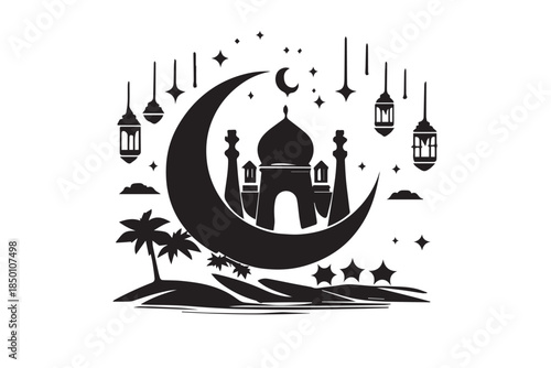 Hand drawn ramadan kareem illustration