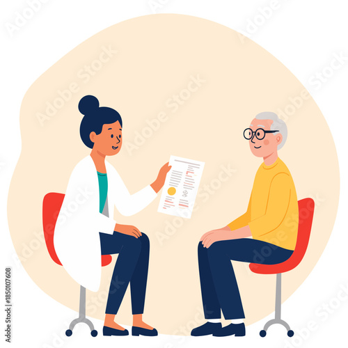 Doctor explaining to elderly. Medical consultation with senior. Elderly patient talking to doctor. Senior healthcare discussion. Elderly set