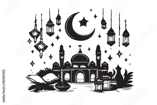 Hand drawn ramadan kareem illustration