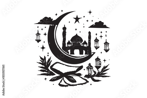 Hand drawn ramadan kareem illustration