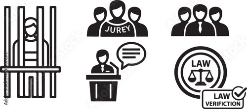 Law and justice concept with various legal professionals and symbols