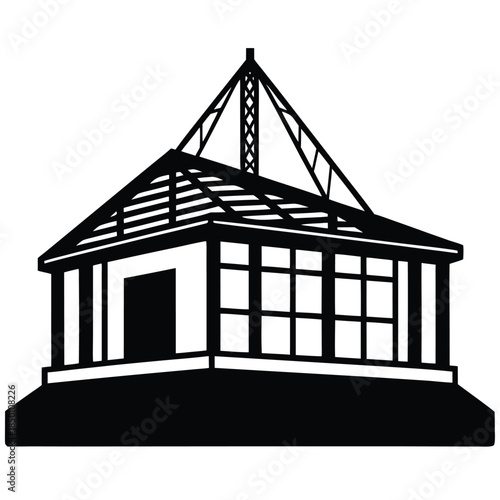 vector illustration of a under construction building