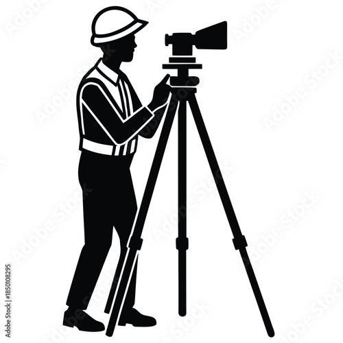 vector illustration of a vsurveyor tripod