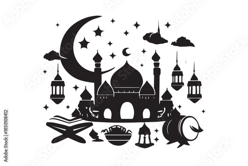 Hand drawn ramadan kareem illustration