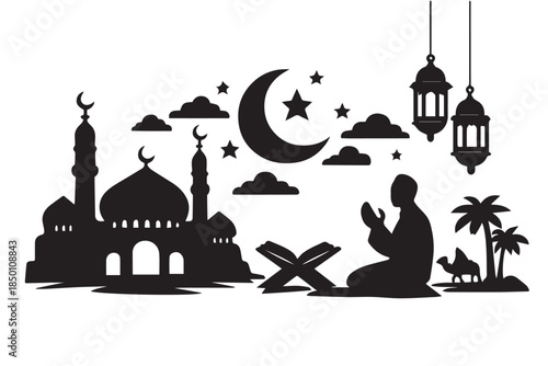 Hand drawn ramadan kareem illustration