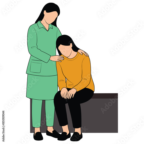 Stylized Illustration of Comfort and Support Between Two People