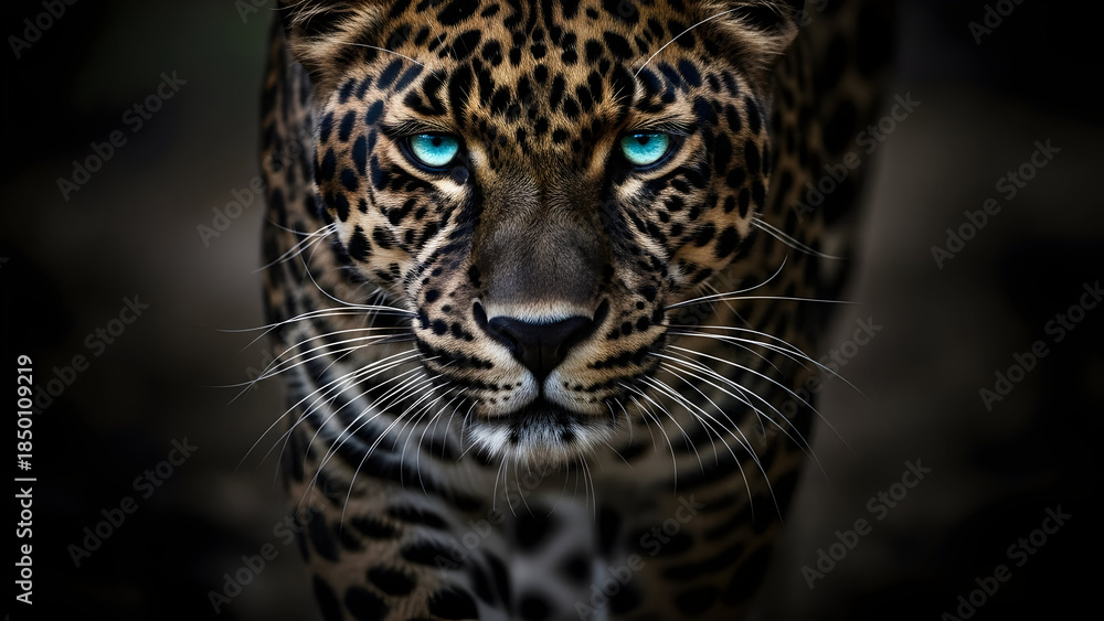 Fototapeta premium Leopard Face Portrait: Intense Wildcat