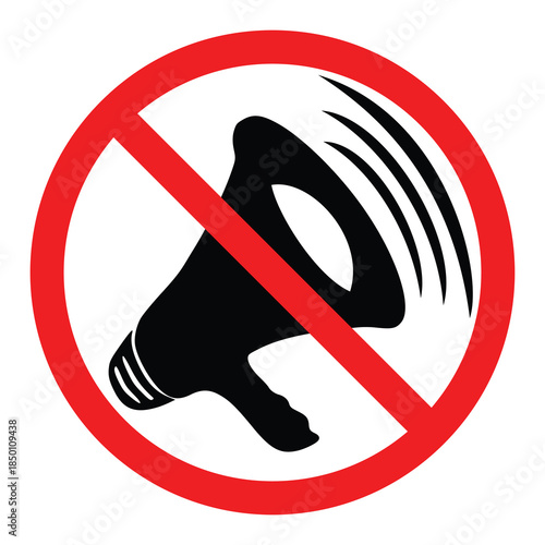 No Loudspeaker Symbol with Megaphone and Red Slash