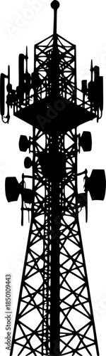 Telecom Antenna Mobile Network Vector Silhouette Illustration
