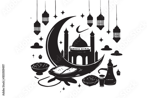 Hand drawn ramadan kareem illustration