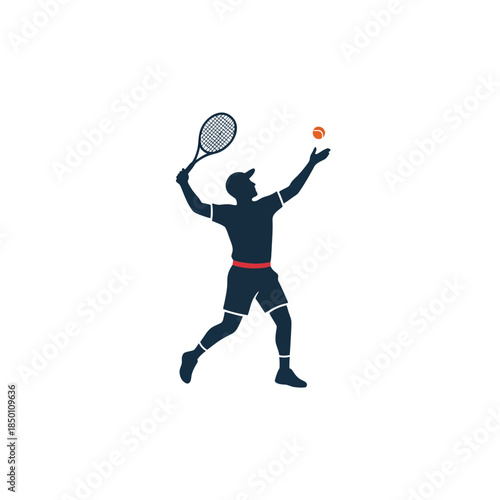 Tennis player in dynamic serve motion on black background