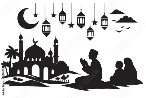 Hand drawn ramadan kareem illustration