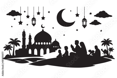 Hand drawn ramadan kareem illustration