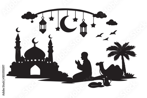 Hand drawn ramadan kareem illustration