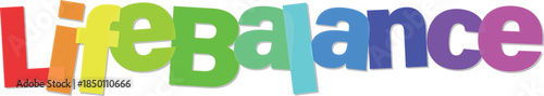 Multicolored Life Balance text logo with rainbow colors