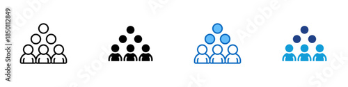 Community Group Multiple Style Icon Design Vector - People arranged in a group symbolizing teamwork, community collaboration, and collective participation